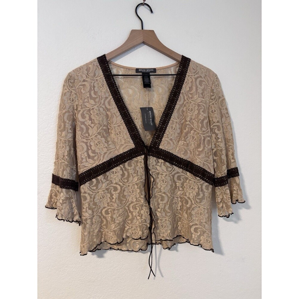 Bisou Bisou Y2K Lace Vest/Short Kimono Sz XL NWT
